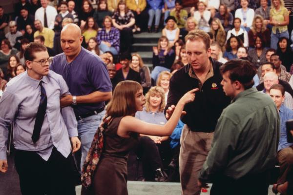 Security guards Steve Wilkos and another guard separating and restraining fighting guests on The Jerry Springer Show