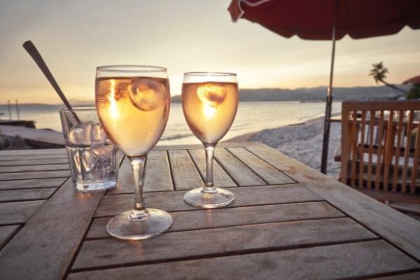 Even on the Cote d’Azur, wine gets the ice cube treatment.